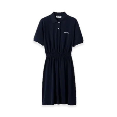 MIU MIU Cotton Pique Dress "Navy"