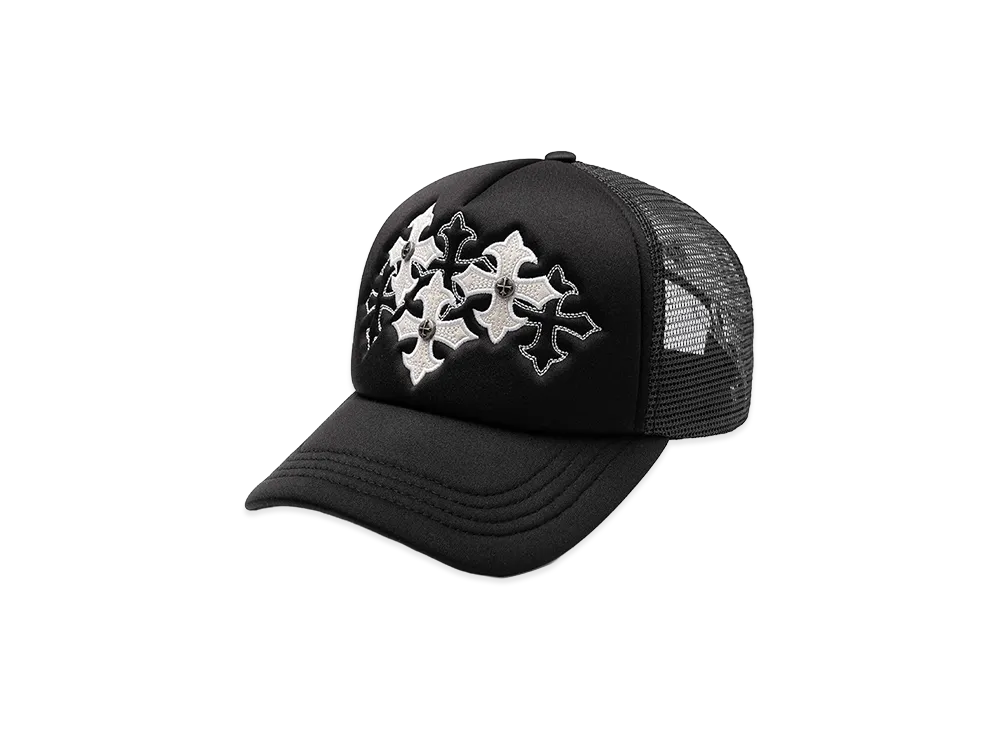 SUPPLIER Multiple Cross Leather Patch Mesh Cap "Black"