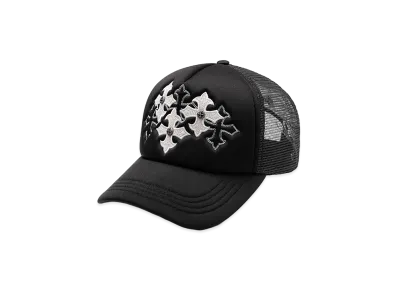 SUPPLIER Multiple Cross Leather Patch Mesh Cap "Black"