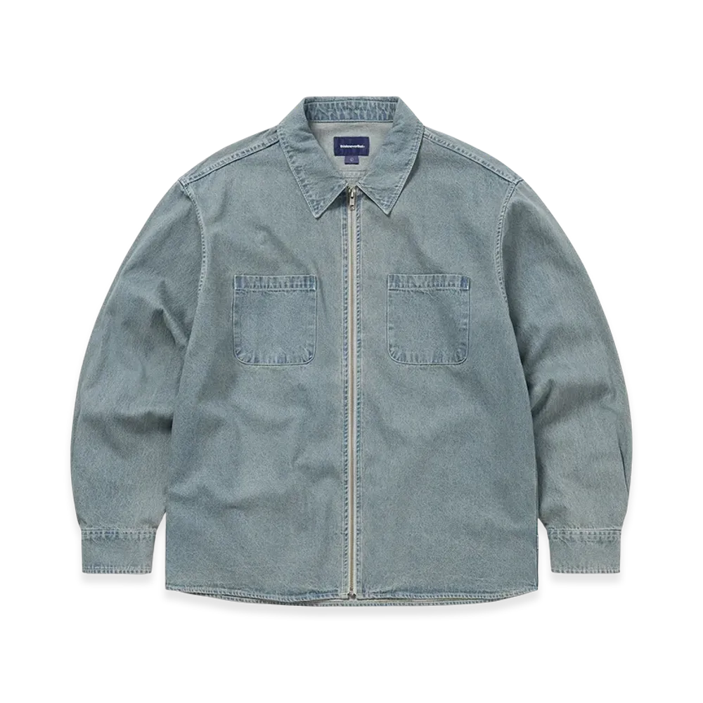 thisisneverthat Washed Denim Zip Shirt "Blue"