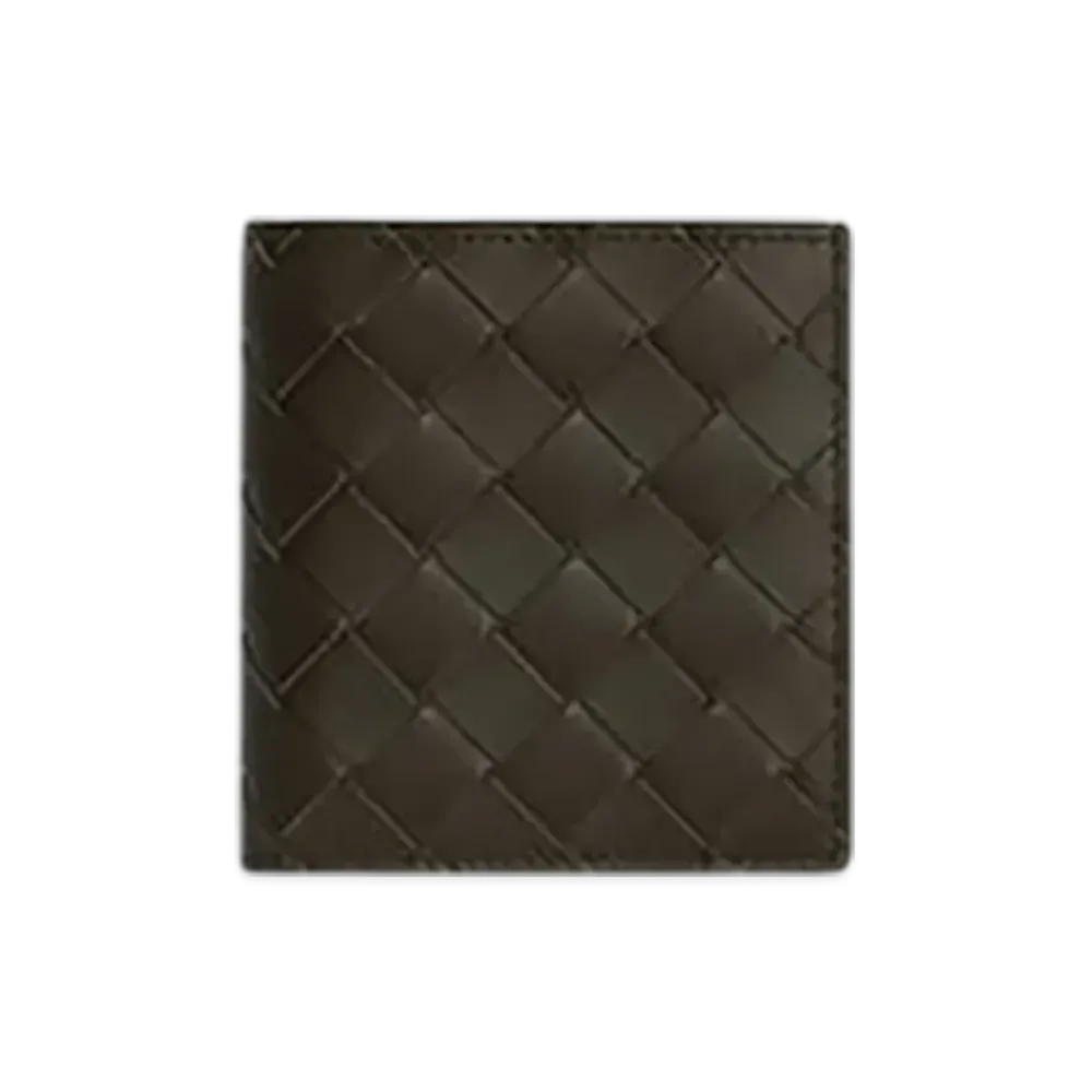 Bottega Veneta Intrecciato Slim Bi-Fold Wallet "Khaki/Dark Praline"