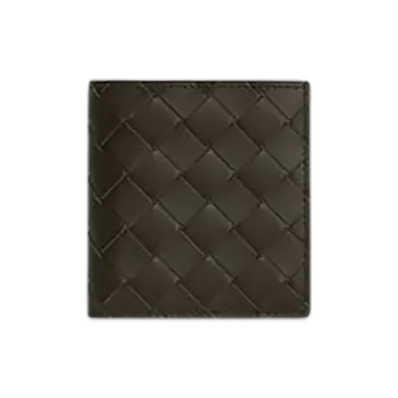 Bottega Veneta Intrecciato Slim Bi-Fold Wallet "Khaki/Dark Praline"