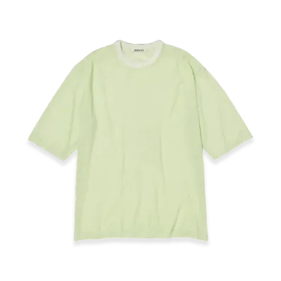 AURALEE Hard Twist High Gauge Wool Silk Knit T-Shirt "Lime Yellow"