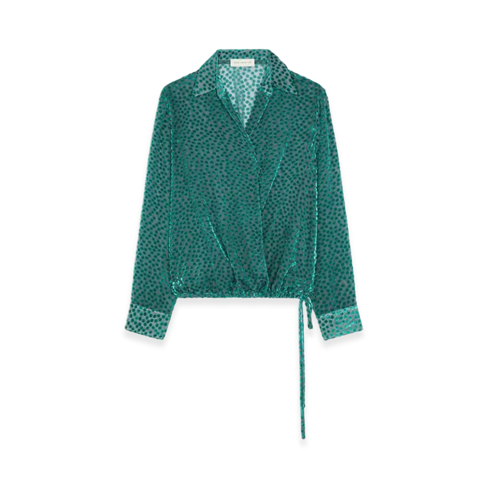 DRIES VAN NOTEN Women's Devore Wrap Shirt "Turquoise"