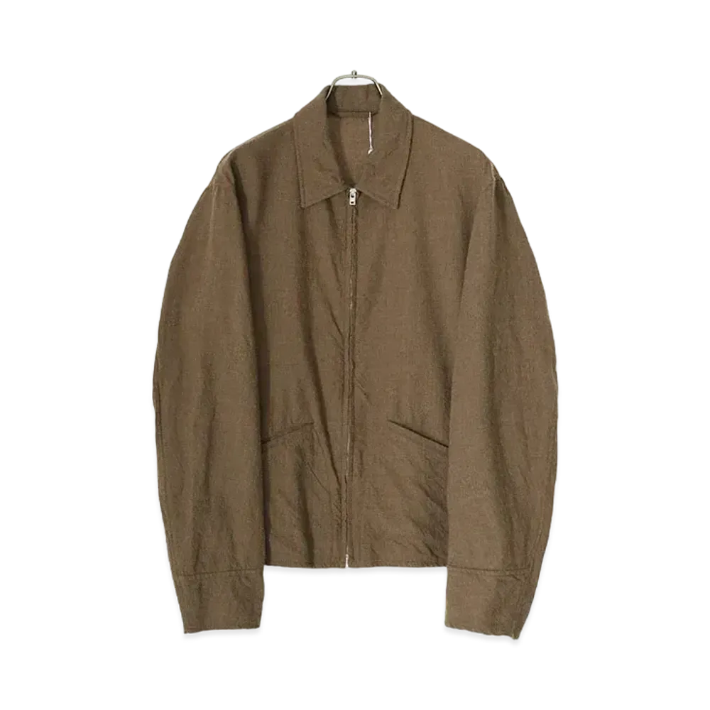 COMOLI Full-Length Wool Zip Short Jacket "Khaki"