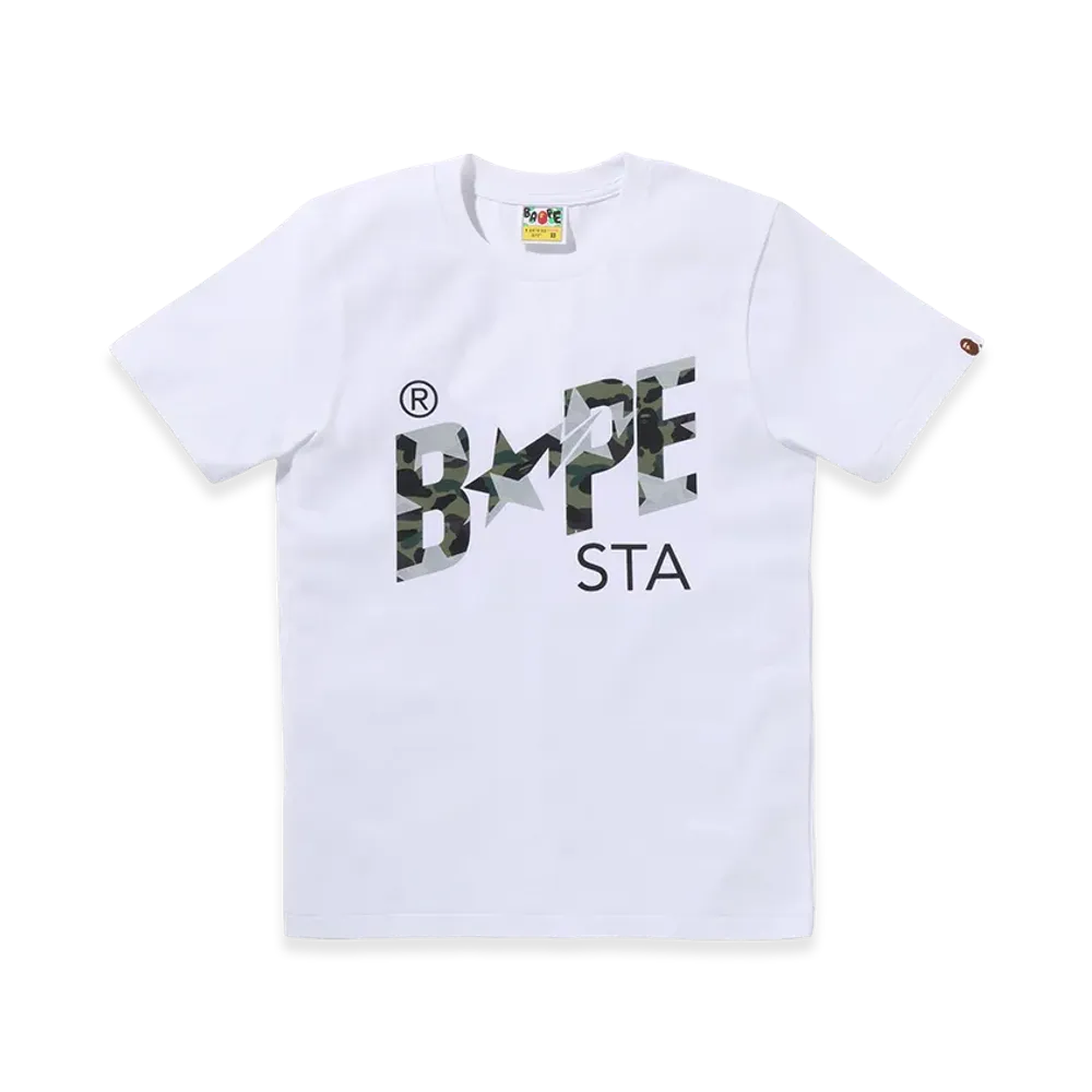 A BATHING APE Women's Bape Sta Tee "White/Green"