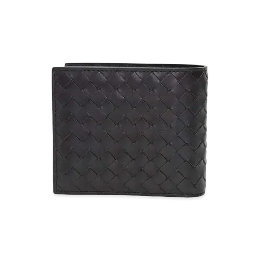 Bottega Veneta Intrecciato Calfskin Bi-fold Wallet "Dark Brown"