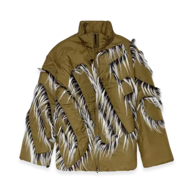 Diesel G-Adat Padded Nylon Jacket With Fuzzy-Trim Logo "Military Green"