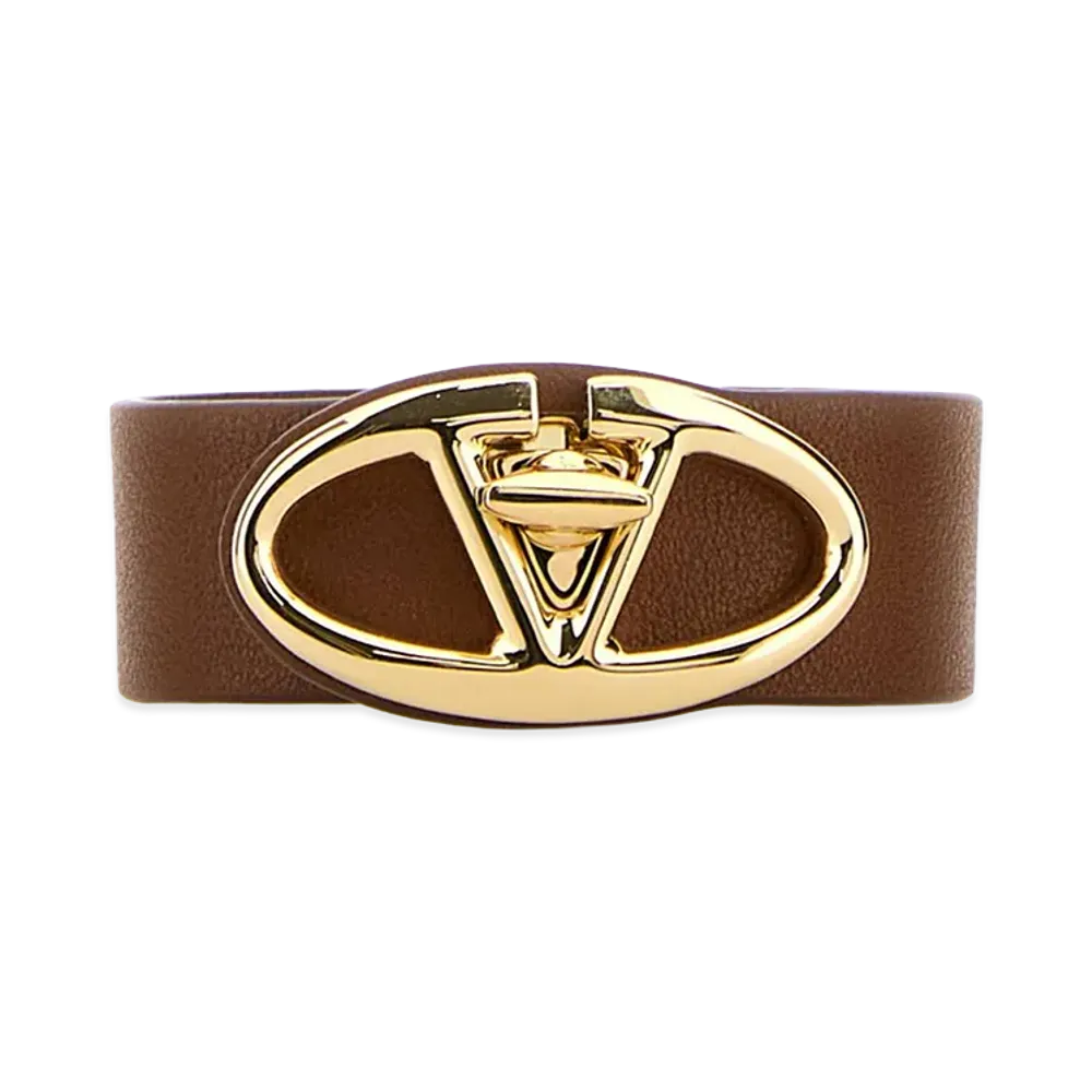 Valentino Women's Leather Vlogo Bracelet "Brown"