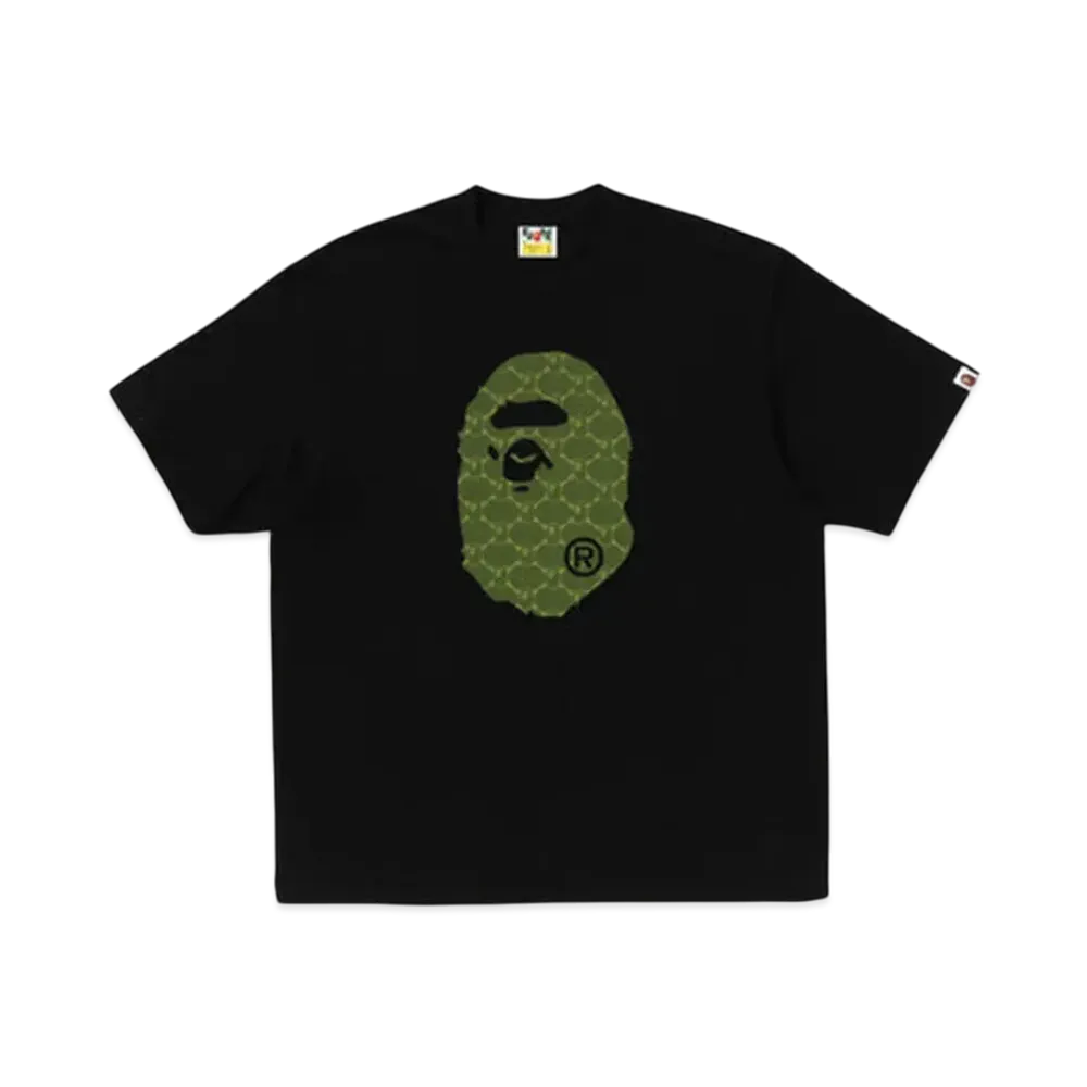 A BATHING APE College Monogram Ape Head Relaxed Fit Tee "Black"