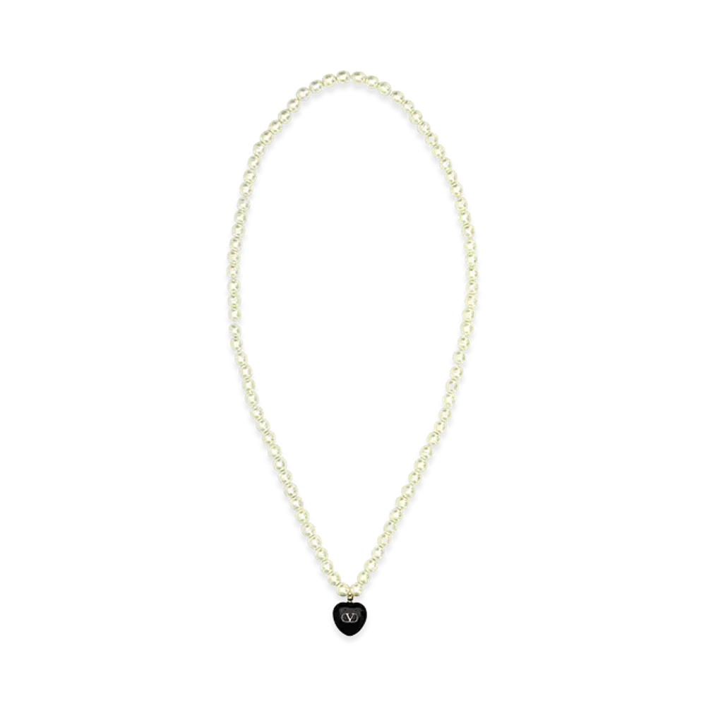 Valentino Women's Pearls Coeur Royal Necklace "Ivory/White"