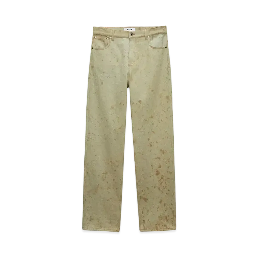 MSGM Tea-Dyed Denim Pants "Green"