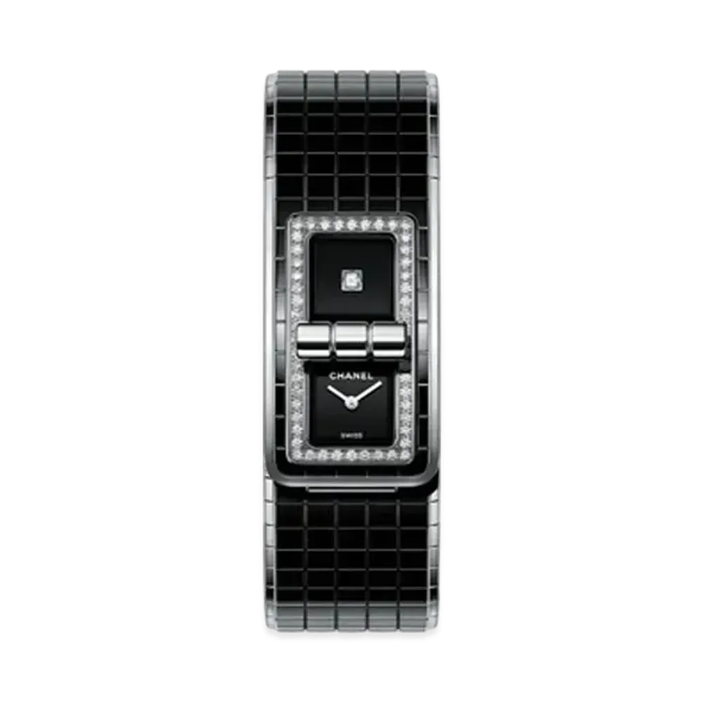 CHANEL Code Coco Watch Highly Resistant Ceramic Steel and Diamonds "Black"