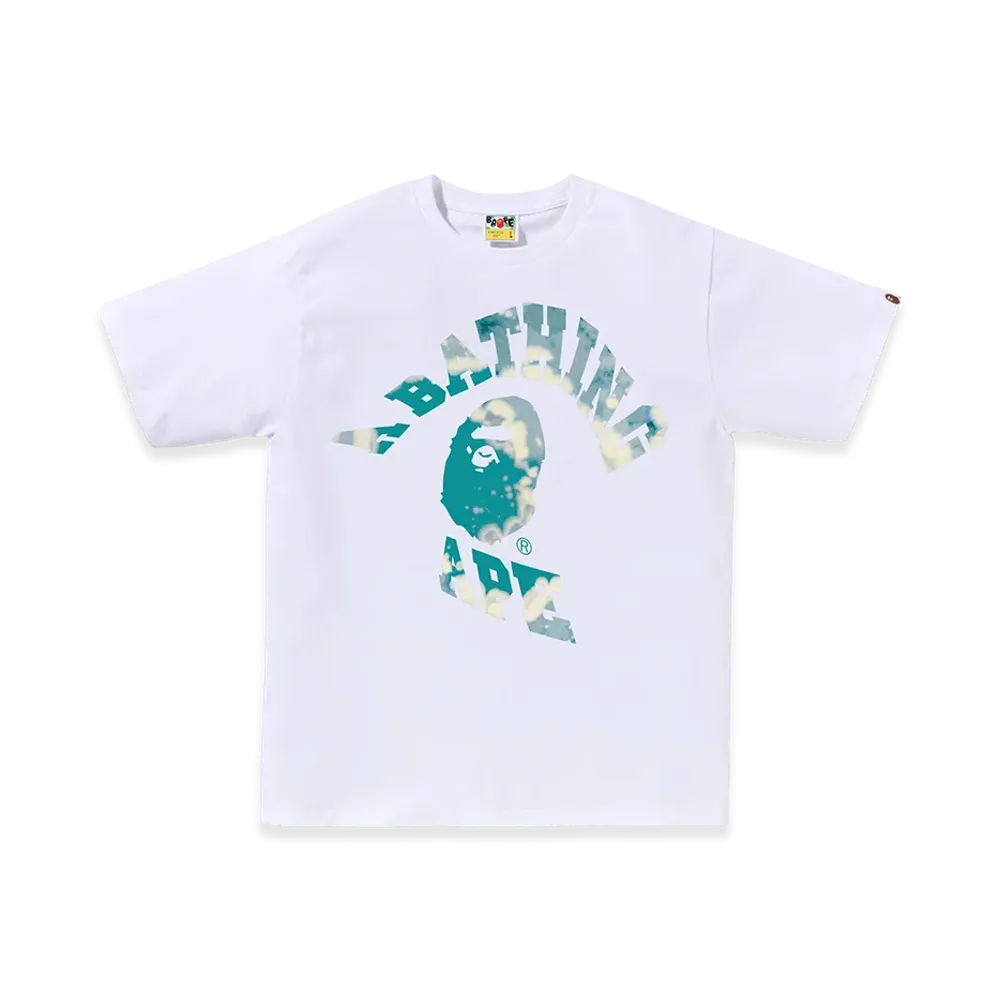 A BATHING APE Tie Dye Twist College Tee "White"