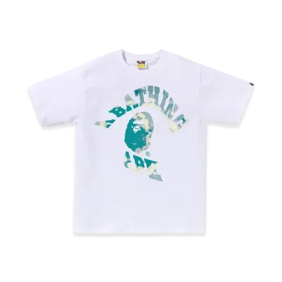 A BATHING APE Tie Dye Twist College Tee "White"