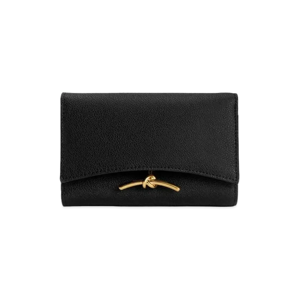 CHARLES & KEITH Huxley Metallic Accent Front Flap Wallet "Black"