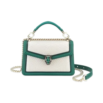 BVLGARI Serpenti Diamond Blast Crossbody Bag "White"