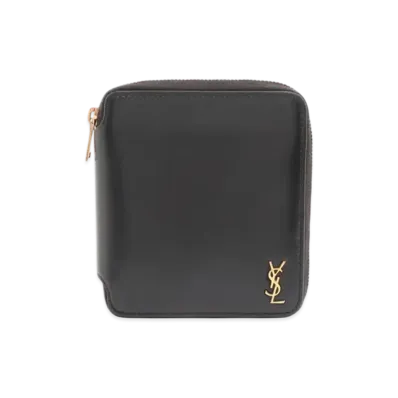 Saint Laurent YSL Compact Leather Wallet "Black"