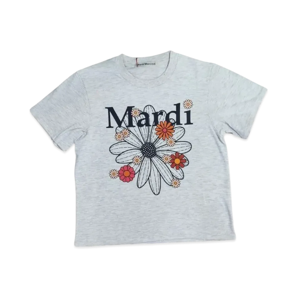 Mardi Mercredi Slim Tshirt Flowermardi Blossom "Oatmeal Black"