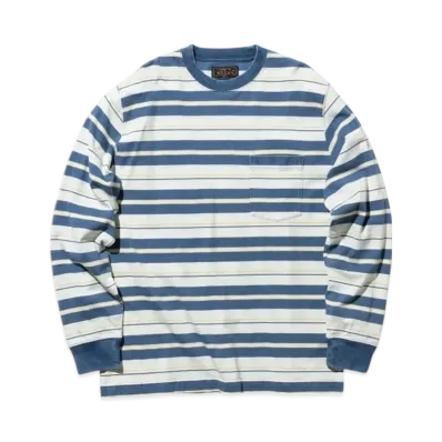 BEAMS Pocket Tee Indigo Stripe "Sax"