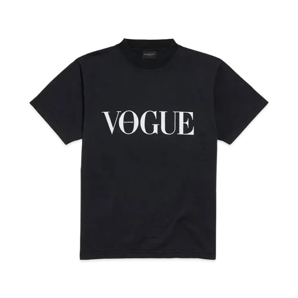 BALENCIAGA x VOGUE T-Shirt Small Fit in Faded Vintage Jersey "Black"