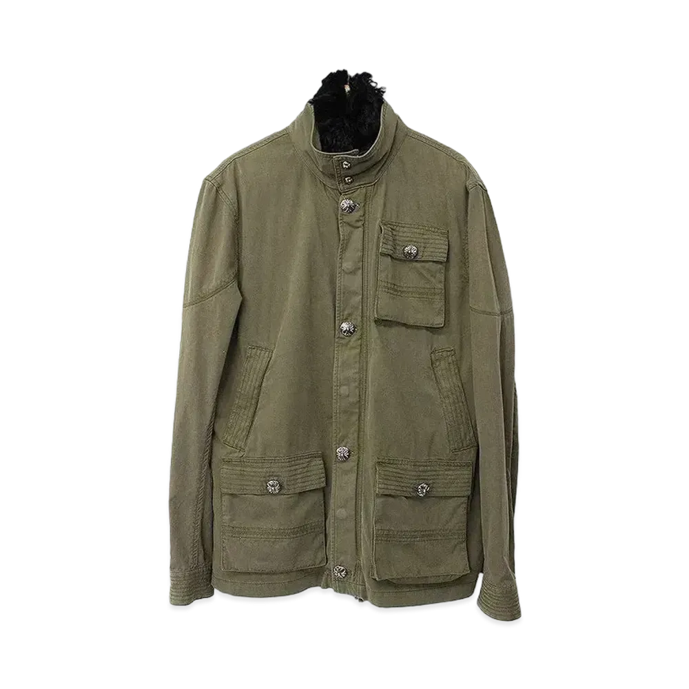 Chrome Hearts Cherry Bomb JVP Military Jacket with Alpaca Fur Vest "Khaki"