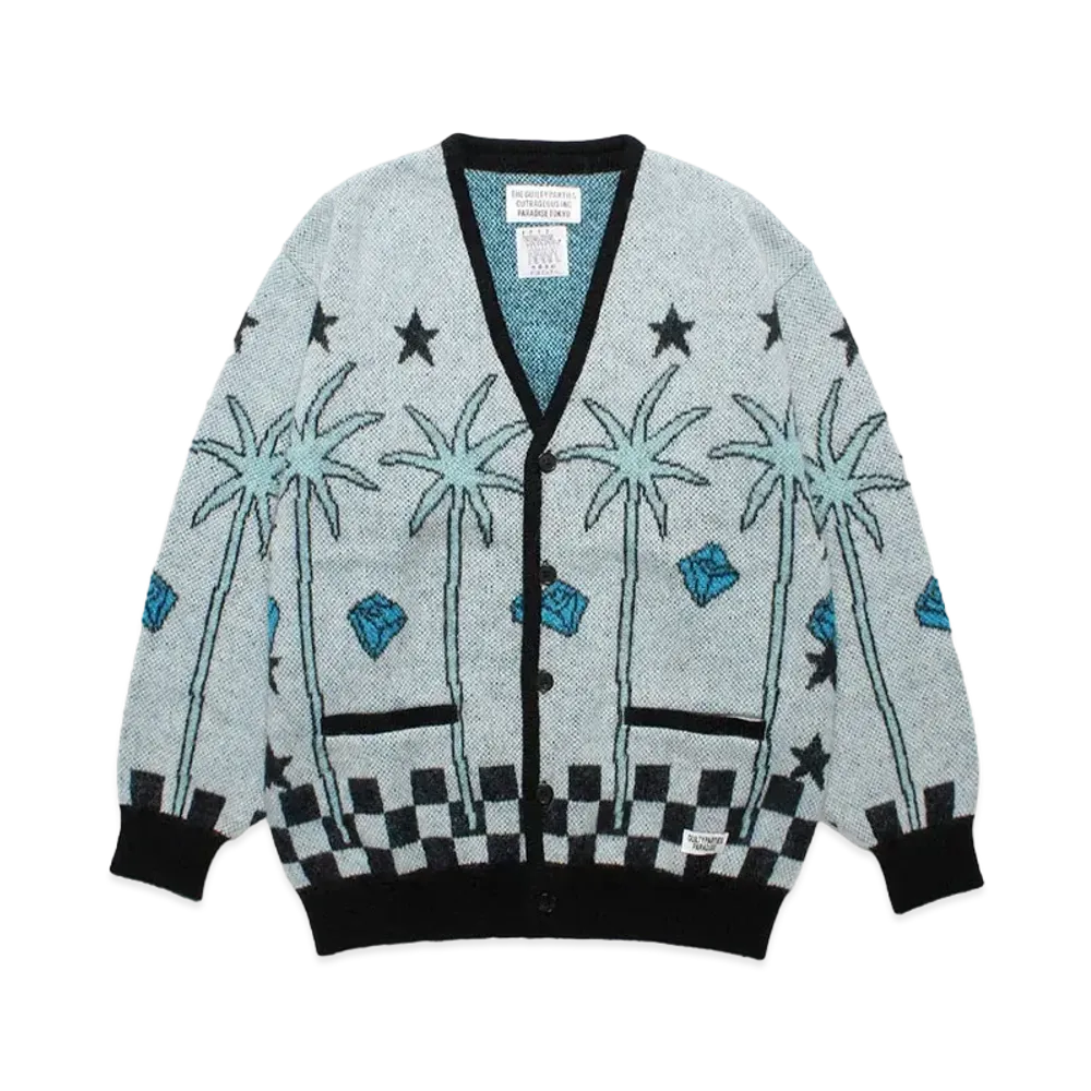 WACKO MARIA 世界平和プロジェクト / Jacquard Mohair Knit Cardigan "White"