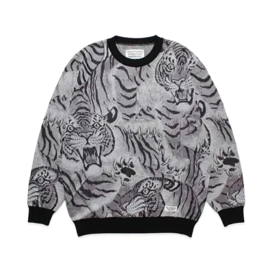 WACKO MARIA Tim Lehi / One Hundred Tigers Jacquard Sweater "Gray"
