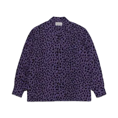 WACKO MARIA Leopard Open Collar Shirt "Purple"