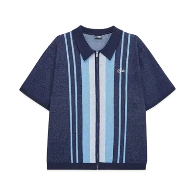 SPLR Stripe Zip Knit Polo "Blue"