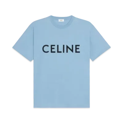 CELINE Men's Celine Loose T-shirt In Cotton Jersey "Washed Blue/Black"