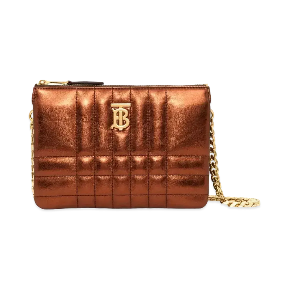 Burberry Quilting Leather Lola Twin Pouch "Bronze"