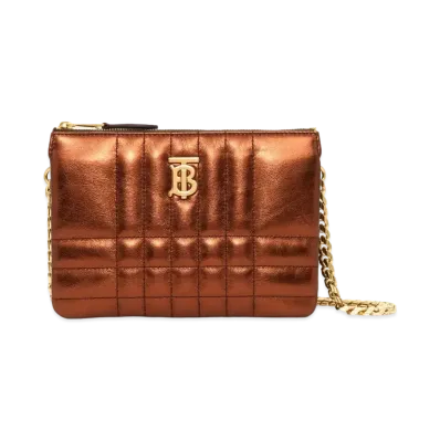 Burberry Quilting Leather Lola Twin Pouch "Bronze"
