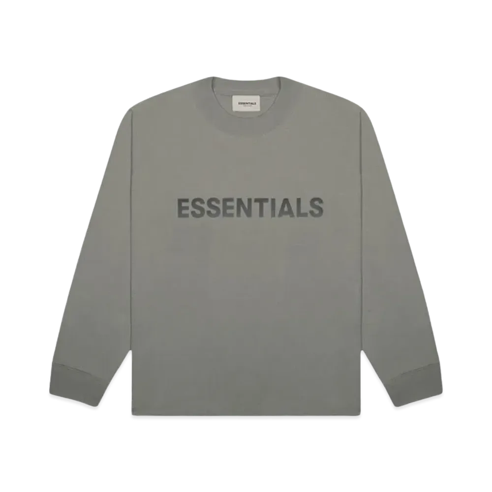 FEAR OF GOD ESSENTIALS 3D Silicon Applique Boxy Long Sleeve T-Shirt "Gray Flannel/Charcoal"