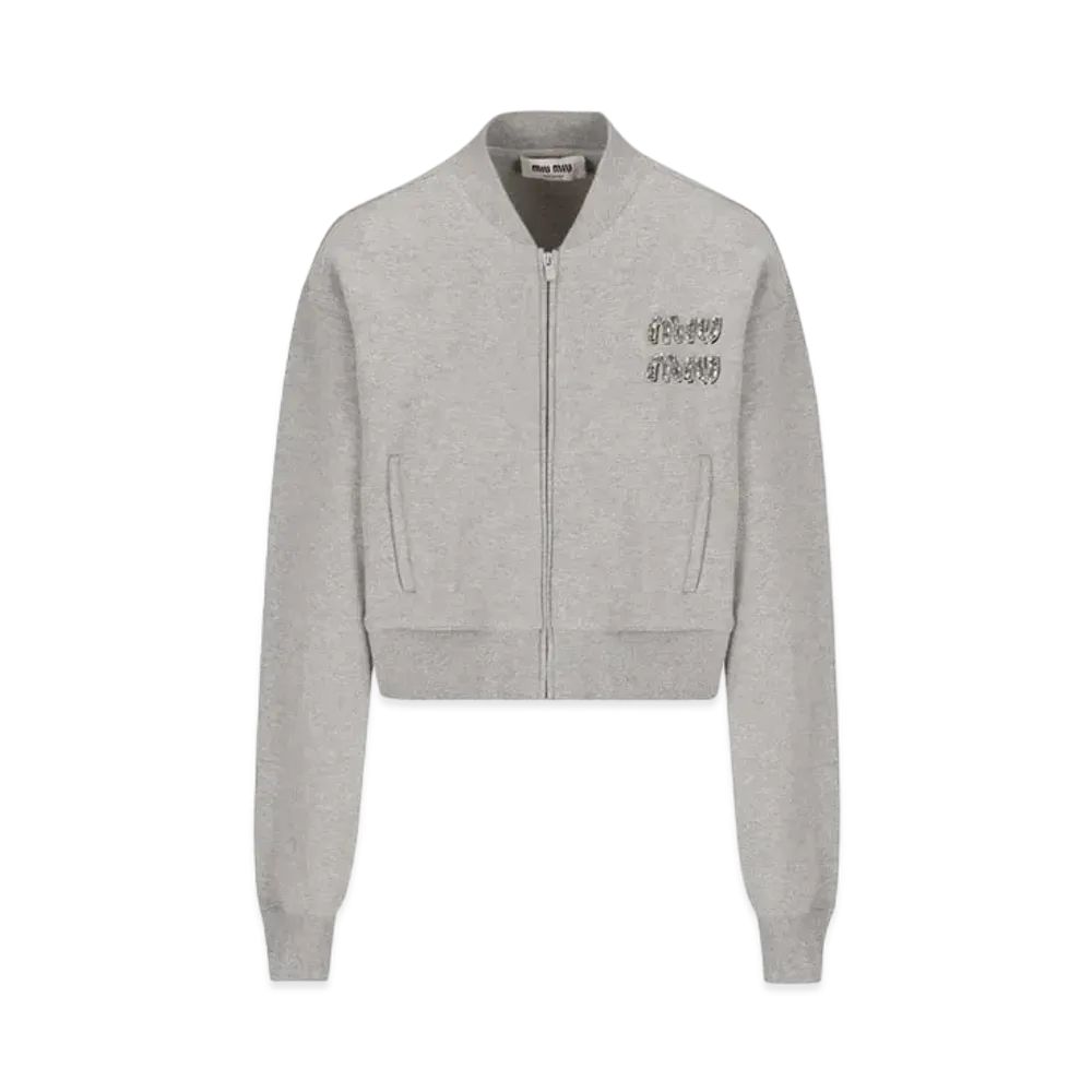 MIU MIU Embroidery Cotton Sweatshirt "Gray"