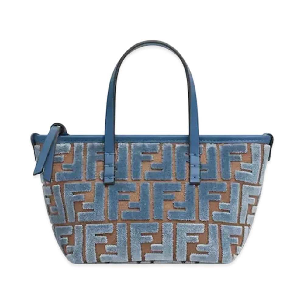 FENDI Roll Mini FF Jacquard Velvet Mini Bag "Light Blue"