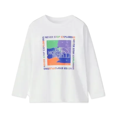 The North Face Kids Long Sleeve Getmoted Graphic Tee "White"