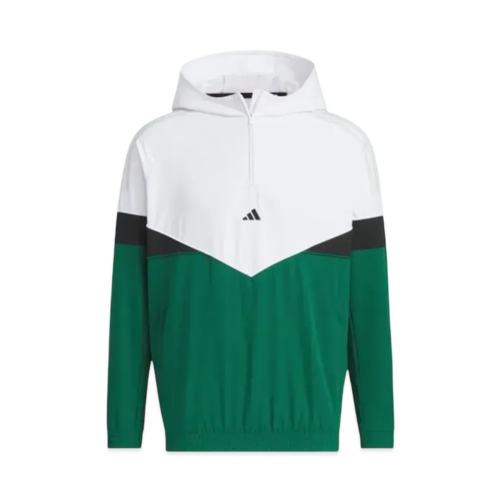 adidas Twist Weave Archive Design Side Zip Half Zip Long Sleeve Hoodie "White/Collegiate Green"