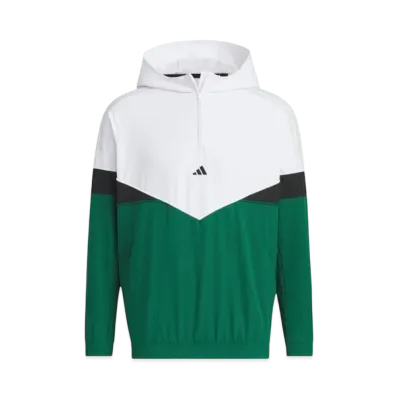 adidas Twist Weave Archive Design Side Zip Half Zip Long Sleeve Hoodie "White/Collegiate Green"