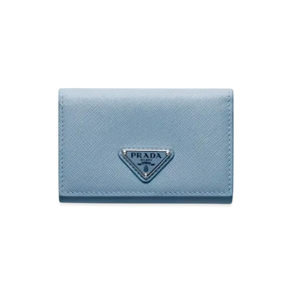 PRADA Saffiano Leather Card Holder "Light Blue"