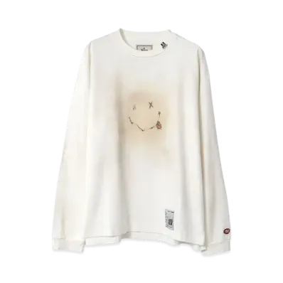 Maison MIHARA YASUHIRO Distressed Smily Face Printed Long Sleeve T-shirt "White"