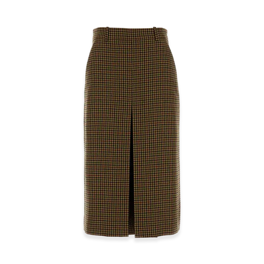 Saint Laurent Women's Embroidered Wool Pant-Skirt "Checked"