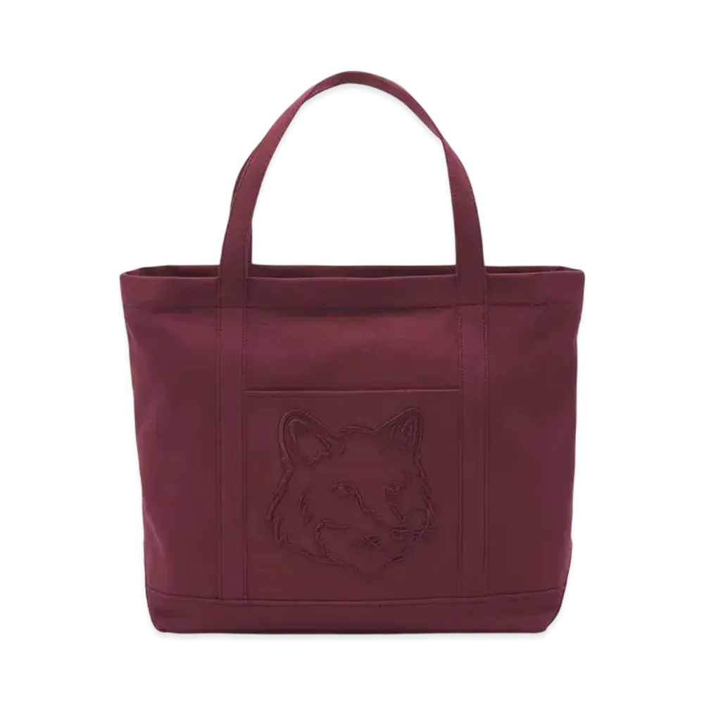 Maison Kitsune Fox Head Large Tote "Redstar"
