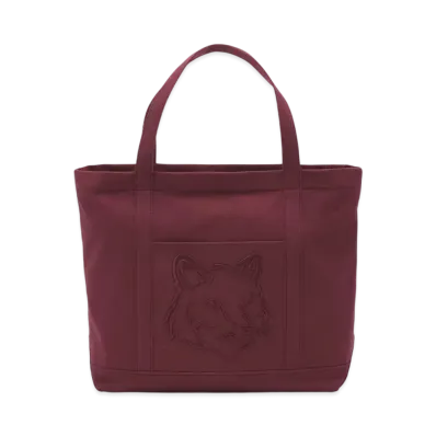 Maison Kitsune Fox Head Large Tote "Redstar"