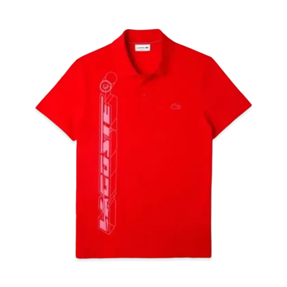 LACOSTE 3D Graphic Print Polo Shirt "Red"