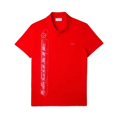 LACOSTE 3D Graphic Print Polo Shirt "Red"