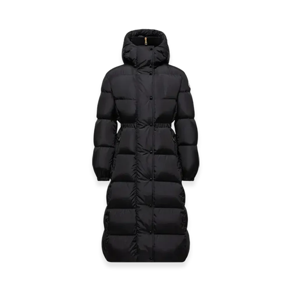 MONCLER Chamer Wool-Trimmed Hooded Long Down Jacket "Black"