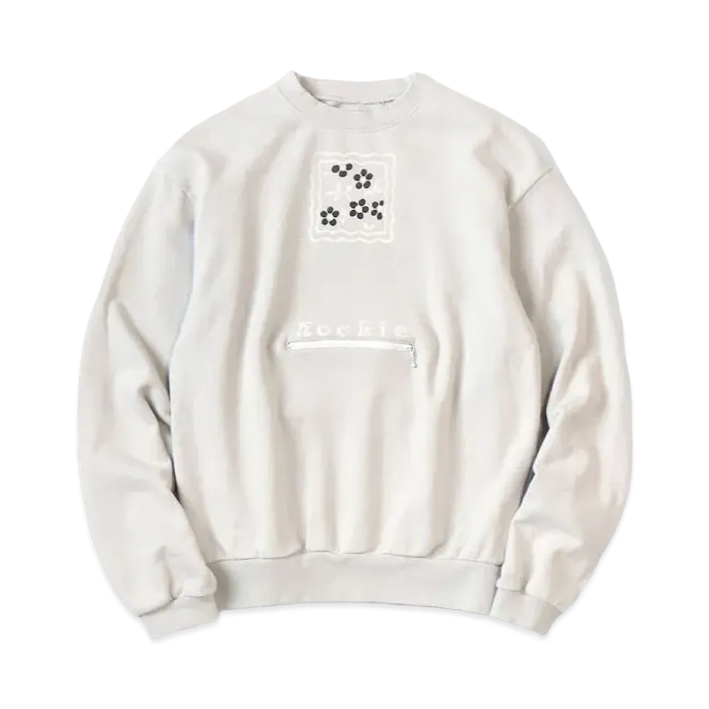 KAPITAL 30 Fleece Cookie Pocket Crew Sweat "Light Grey"