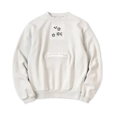 KAPITAL 30 Fleece Cookie Pocket Crew Sweat "Light Grey"