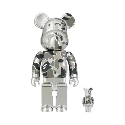 Bearbrick BAPE(R) CAMO SHARK 100%&400% SILVER